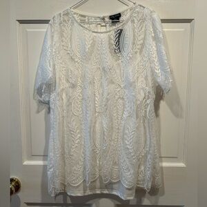 CITY CHIC WHITE LACE TOP WITH CAMISOLE UNDER SIZE WOMANS 18 BRAND NEW WITH TAGS